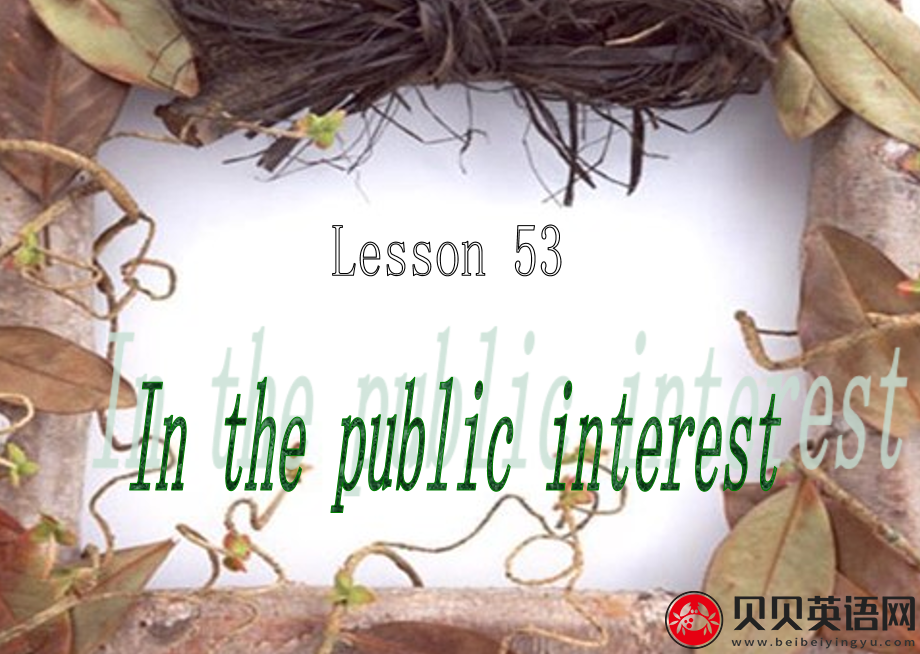 新概念英语三册 Lesson53 In the public interest第（3）套免费课件