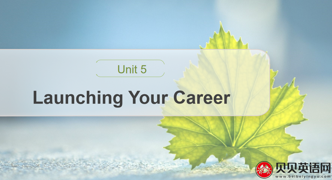 人教版高中英语选择性必修第四册Unit5  Launching Your Career Period 1 课件